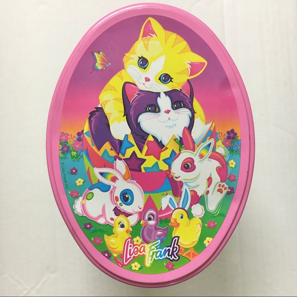 Lisa Frank Easter Tin Container & Tattoos ❤️💗🧡💛💚💙💜